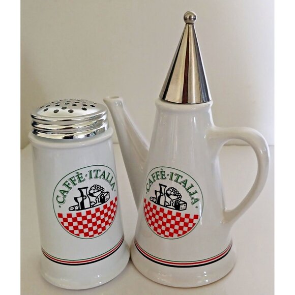 Caffe Italia Set by Himark Cheese Shaker & Ceramic Jar Coffee Vinager Oil Taiwan - Picture 13 of 14